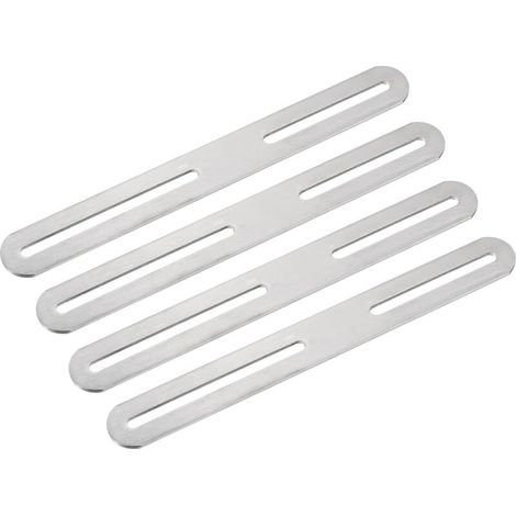 Lot de 4 équerres d'angle réglables en acier inoxydable, 210 x 24 mm, équerres plates et épaisses, pour connecteur d'étagère de meubles fixe (argenté) (1/4)