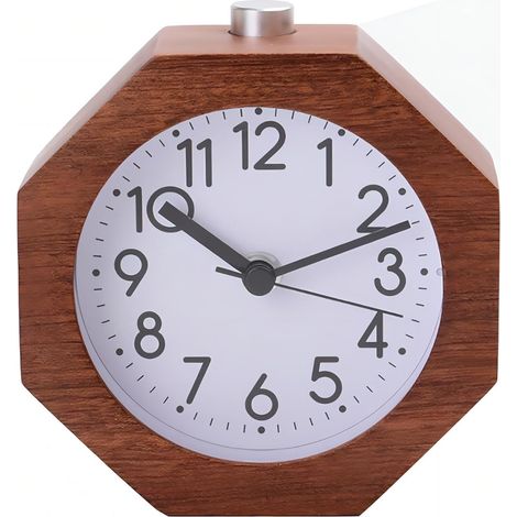 Wood Réveil Analogique, 9CM Non Tic-Tac Silencieux avec Chiffres Arabes Fonction De Réactivation Rétro-éclairage Snooze Fonctionnant sur Batterie pour Chambre à Coucher Dormeurs Lourds (1/3)