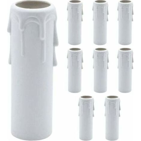Lot de 9 cache-bougies en plastique blanc pour suspensions de lustres. (1/4)