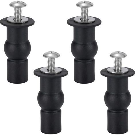 Toilet Seat Attachment Toilet Seat Hinge Toilet Seat Attachment Screws for General Toilet Seats 4 Pieces Black (1/5)