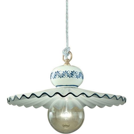 Lampadario Classico Roma Ceramica E Ottone Satinato Decorato 1 Luce E27 (1/4)