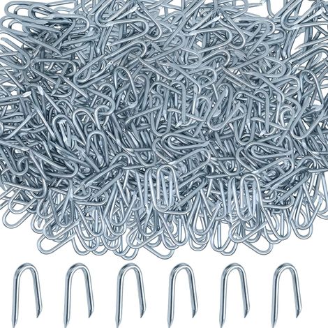 680 Pcs Clou en U pour Grillage, Agrafes de Fixation, Cavaliers de Clôture Galvanisées, pour Fixation de Fils de Clôture, Grillage Jardin, Clôtures à Piquets, Toiles anti-mauvaises herbes (1/5)