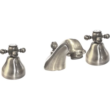 Mélangeur lavabo 3 trous bec fixe Tiffany Nickel Satiné (1/3)