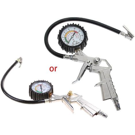 Manomètre de pression des pneus pour voiture, camion, pistolet, auto et moto, tuyau flexible (1/5)