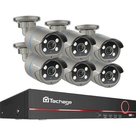 Sistema de seguridad CCTV, NVR de 8 canales, compresión de video H.265, NVR de 8 canales, 6 cámaras, Ninguno (1/2)