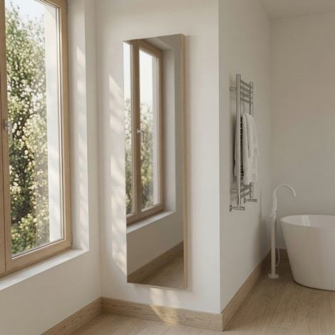 Specchiera Filo Lucido 40X150 Cm Con Telaio In Mdf Rivestito Colore Legno Naturale (1/5)