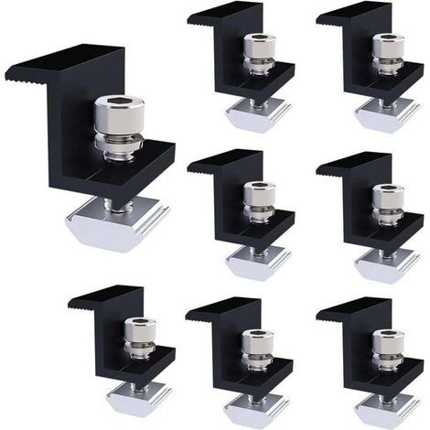 Lot de 8 Supports de Panneau Solaire de 30 mm Fixation Panneau Solaire Kit Panneau Solaire avec Batterie Réglables Convient pour Camping-Car, Toiture (Noir) (1/5)