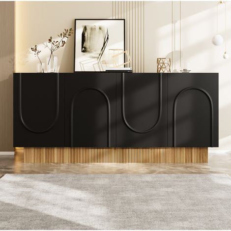 Buffet enfilade 160x75x38 4 portes noir bois OKMYHOME (1/5)