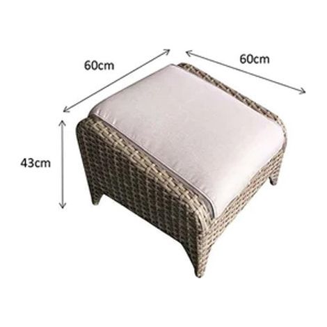 Signature Weave Sarah Wicker Ottoman Footstool Seat Furniture Beige & Cushion