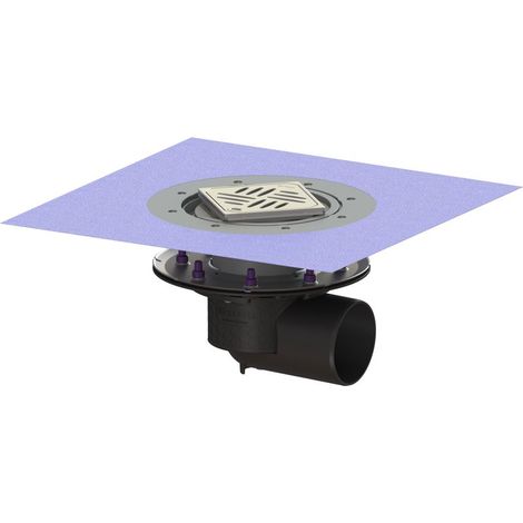 -Bodenablauf Ecoguss Pressfl. DN 100, seitl., Variofix, Designrost (1/2)