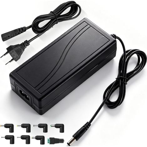 Alimentation 24 V, 2,5 A, 60 W, transformateur 100-240 V vers 24 V CC avec 8 adaptateurs Multiples, idéale pour Les Rubans LED, Les imprimantes et Les câbles d'alimentation (1/5)