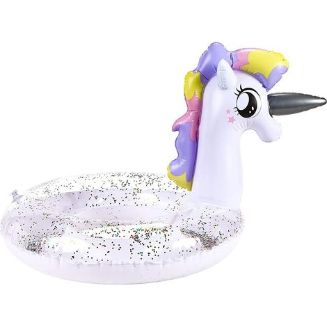 Bouée Licorne, Anneau de Natation, Flotteur de Piscine Gonflable avec Paillettes, pour Adultes et Enfants Bouée d'été Eau Jouet (1/5)