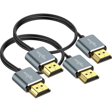 Câble HDMI flexibles et fins 0,5M Lot de 2, Câble HDMI ultra fin haute vitesse Supporte 4K@60Hz 18Gbps/2160p/1080p (2 Pièces) (1/5)