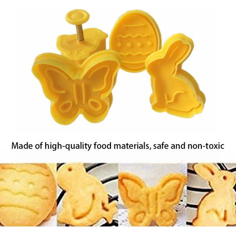 Set mit 4 Ausstechformen aus Kunststoff: Hase, Schmetterling, Küken, Osterei, für Fondant, Kekse, Kuchen (1/4)