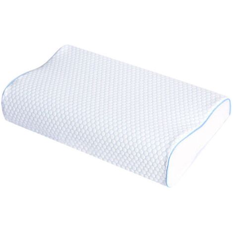 BUNTHAUS Oreiller ergonomique à motif ondulé bleu – Tissu respirant double maille – Dimensions 50 × 30 cm – Hauteur 10 / 7 cm (1/5)