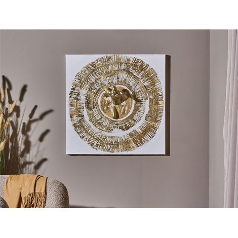 Ölgemälde mit Figur Läufer, der den goldenen Kreis kreuzt, 80 x 80 cm. 80 x 3 x 80 cm (1/3)