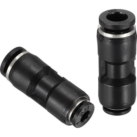 2Pcs Push Fittings To Connect Reduction 5/32" OD Tube x 1/4" OD Tube Quick Straight Pneumatic Connector For Gas Oil Water Air Hose Line, Black (1/5)