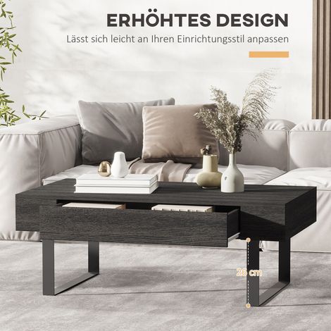 MEUBLIV Couchtisch 110x60 cm dunkelgrau – mit Schublade und offenen Ablagen (1/5)