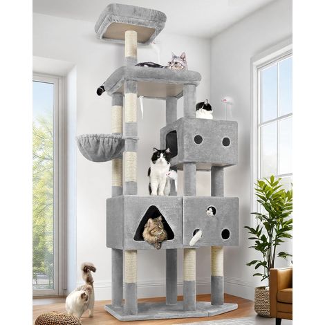 F81 Solide Arbre a Chat 207cm avec 3 Grand Niches pour Gros Chats (1/5)