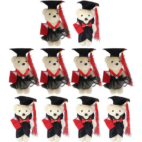 Lot de 10 peluches miniatures en forme d'animaux, idéales pour créer un petit coussin ou une mini-poupée en peluche.-12X4X3CM-Black