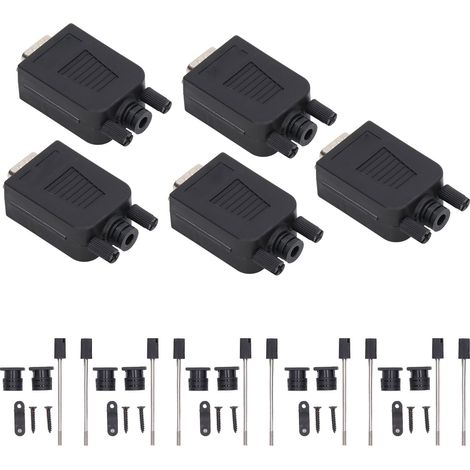 5 Sets DB9 RS232 Steckeradapter Serieller Port Geräte PP Stecker mit Befestigungsmaterial (1/5)