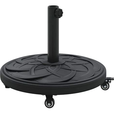 Pied de parasol de style Art déco, noir, 45 cm de diamètre x 39,5 cm de hauteur, en fer. (1/5)