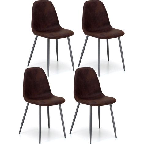 Set 4 Sedie 44x50xH84 cm in Similpelle Brigitte Moka Vintage (1/5)
