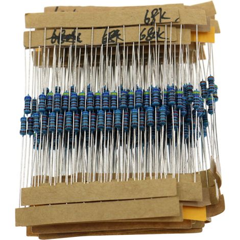 300 Stück 1/4 W 1 % Kohleschicht-Widerstände-Set, 10 bis 1 M Ohm, 30 Werte, Metallwiderstände mit individueller Beschriftung, 300 Stück