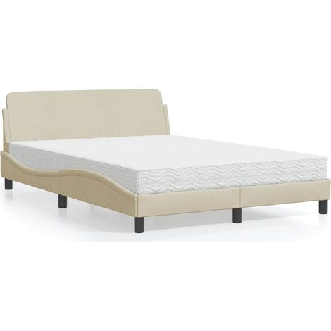 Bett mit Matratze "Dover" Creme 120x200 cm Stoff