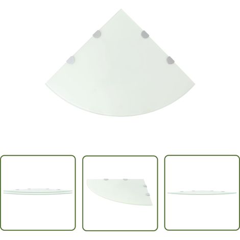 INLIFE Étagères d'angle 2 pcs et supports chromés Verre Blanc 45x45 cm (1/5)