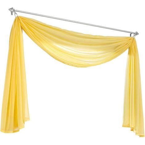 Juego de 1 cortina de voile transparente para dormitorio, sala de estar, boda, amarilla, 140 x 500 cm (1/4)