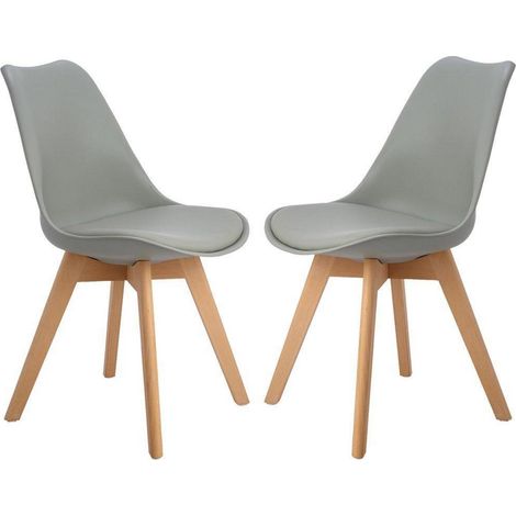 2er Set Esszimmerstühle mit Massivholzbeinen, gepolstert, Grau (1/5)
