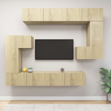 Ensemble de meuble TV 8 pcs, Étagère TV, Meuble de Salon, Chêne sonoma Aggloméré OIB7900E (1/5)