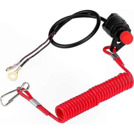 Bouton d'arrêt d'urgence avec cordon de sécurité pour moteurs hors-bord, motos et tondeuses à gazon, coupe-circuit, interrupteur d'arrêt avec tirette, sécurité moteur, kit complet, câble de déclenchem (1/4)