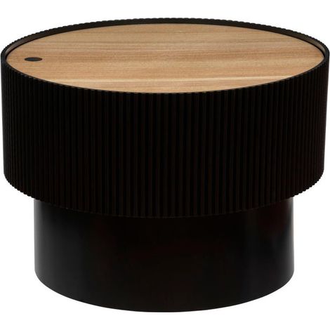 Atmosphera – Table basse ronde 55cm en MDF noir – Coffre de rangement intégré – Style moderne et élégant – Montage facile (1/3)