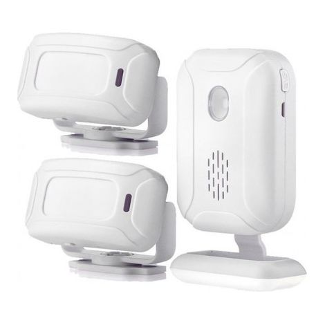 Pack 2 capteurs de mouvement PIR + Sonnette de porte - Sonnette Sans fil avec 2 capteurs infrarouge d'ouverture, pour magasin maison (1/5)