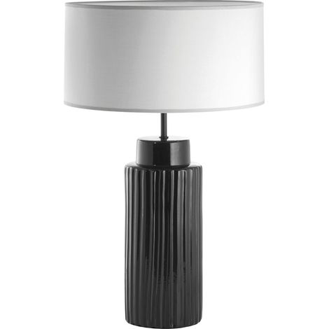 Lampe à poser CERAMIC E27 15W Noir Coton gris (1/3)