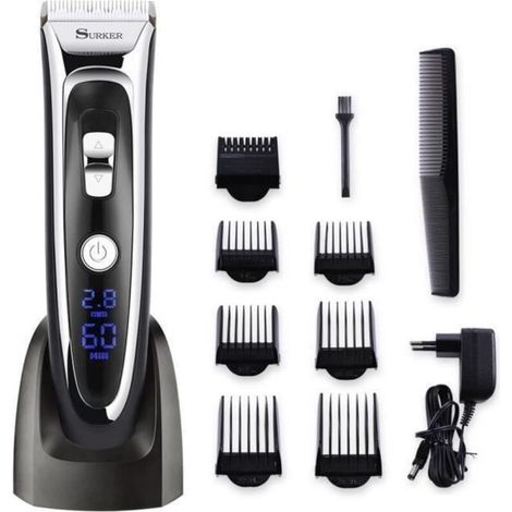 Tondeuse Cheveux Professionnelle MOONMINI - Sans Fil Rechargeable - Ecran LCD - 7 Peignes de Guidage Inclus (1/4)