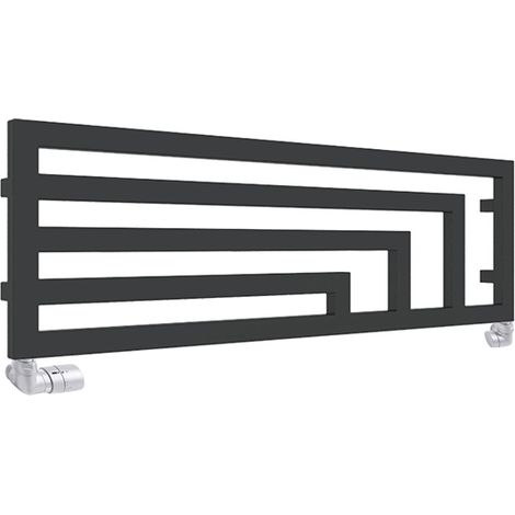 Horizontaler Heizungsbetrieb Handtuchheizkörper - Mattschwarz - Höhe 600mm Breite 1620mm - 878 Watt - ANG600/1620HSXN