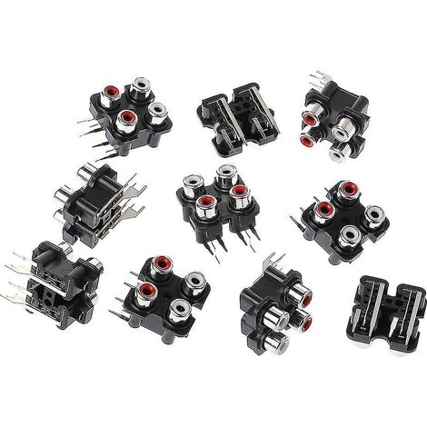 Lot de 10 connecteurs RCA femelles stéréo à 2/4/6 broches pour prise AV vidéo. (1/4)