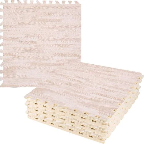 Alfombrillas de espuma EVA entrelazadas - 240 x 180 cm - Efecto madera blanda para sala de estar Dormitorio Gimnasio - 24PCS Beige