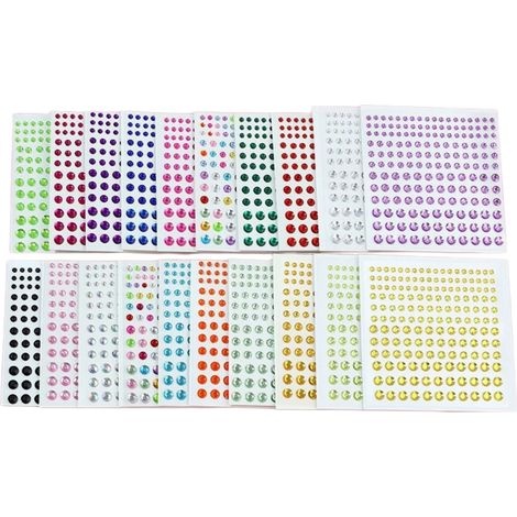 Strass Stickers - Acryl - 3300 Unidades - 20 Hojas - 3 mm 4 mm 5 mm 6 mm - Para Cara Cabello Uñas Decoración DIY (1/5)