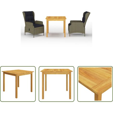 vidaXL Salle à manger extérieure - Ensemble à manger de jardin 3 pcs Marron (1/5)