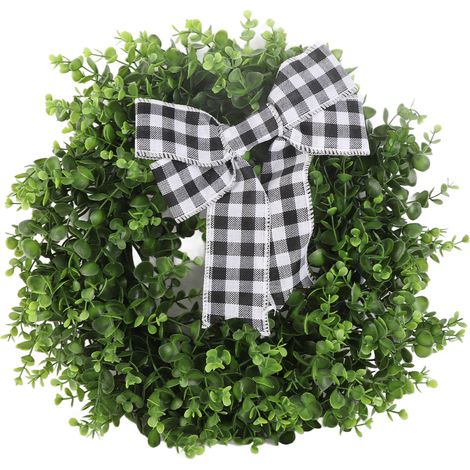 Artificial Wreath Green Simulated Plaid Bow Spring Wall Hanging Decoration for Party Wedding Home Decor-KZQ (1/5)