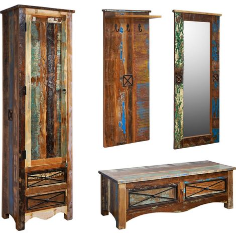 NATURE OF SPIRIT 9002 Set mobili da ingresso in legno riciclato - laccato / multicolore