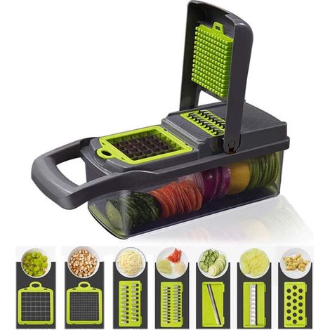 Affettatrice Mandolina da Cucina 12 in 1 - Affettatrice in Acciaio Inox con 7 Lame per Patate, Formaggio, Insalata e Zoodles (1/5)