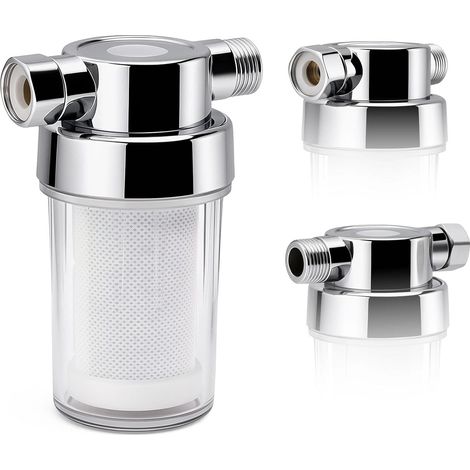 Filtre Eau Douche 1/2 Pouce, Préfiltre pour Système D'eau, Filtre Anti Calcaire Douche avec Filtres en Charbon Actif, pour Robinet, Chauffe-Eau, Pommeau de Douches (1/5)
