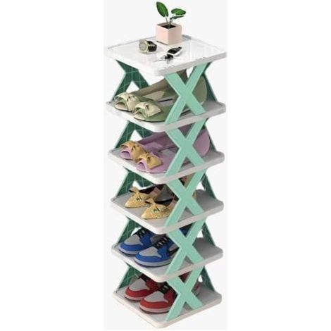 Shoe Rack – 6-Tier Shoe Organizer for Narrow Closets, Space-Saving Shoe Cabinet for Bedroom, Dressing Room, Hallway, Garage. (Light Blue) (1/5)