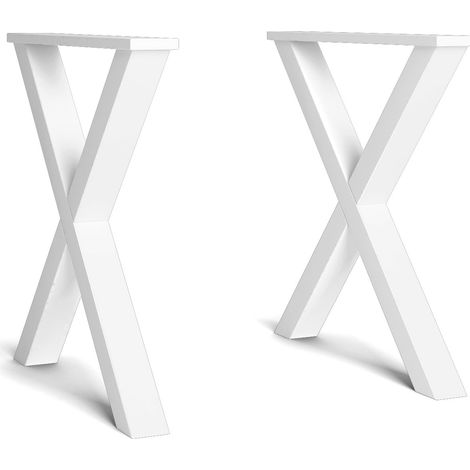 Skraut Home - Support - Pieds - Chevalet - en Forme de X - Pieds de table en bois massif - Salon - Salle à manger - Bureau - Laqué blanc - 72x72cm (1/4)