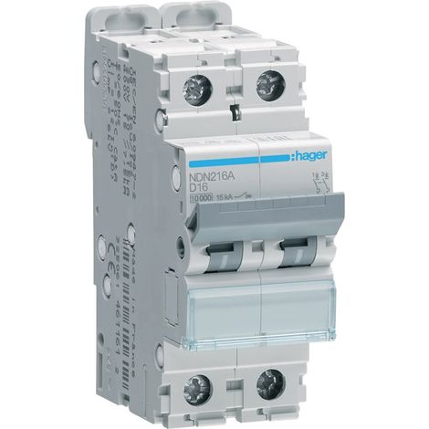 Interruptor automático magnetotérmico de la serie "N" con 2 módulos (5,34W 16A 10/15kA) IP20 8,3x3,5x7cm